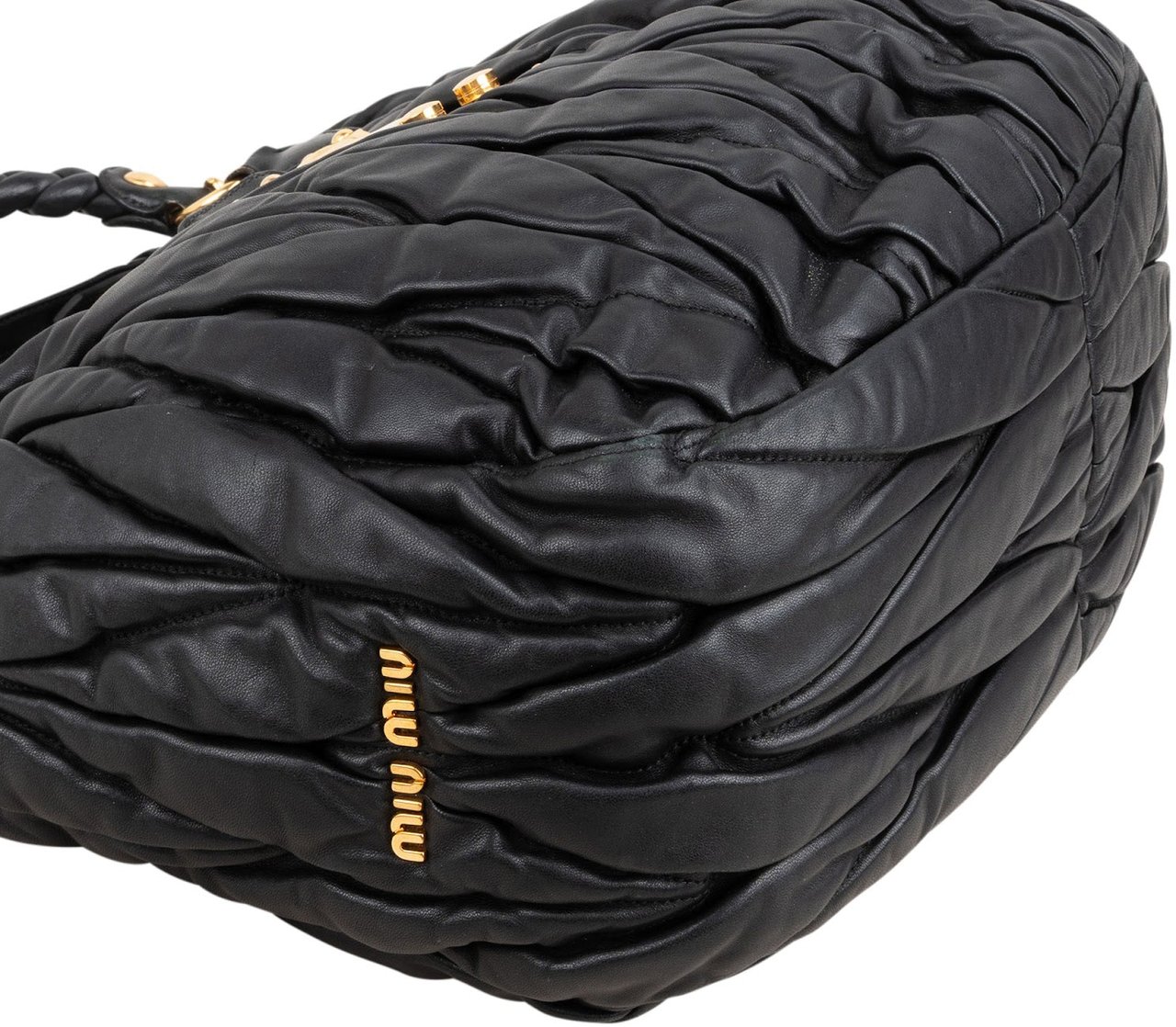 Miu Miu Matelassé Nappa Leather Coffer Handbag Zwart