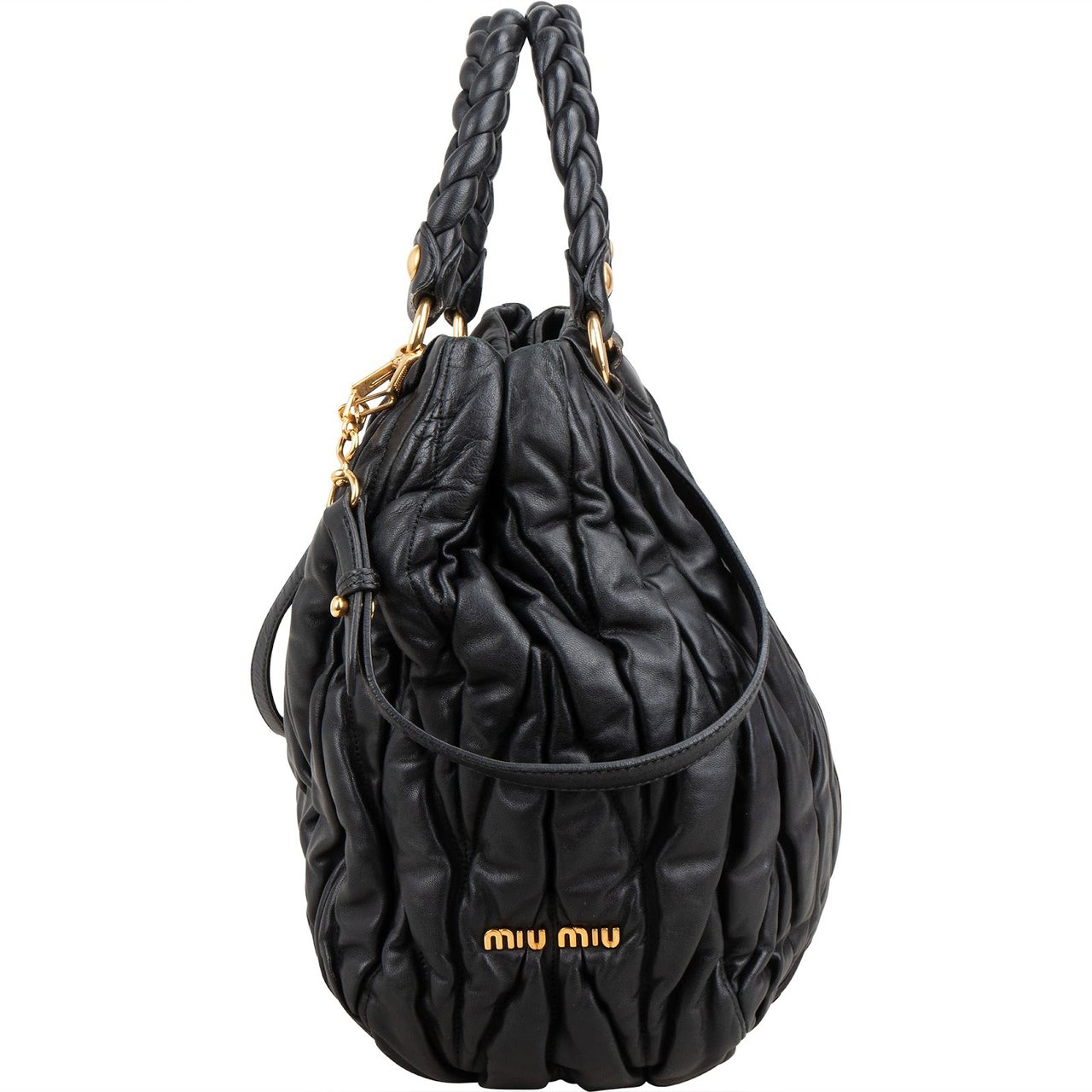 Miu Miu Matelassé Nappa Leather Coffer Handbag Zwart