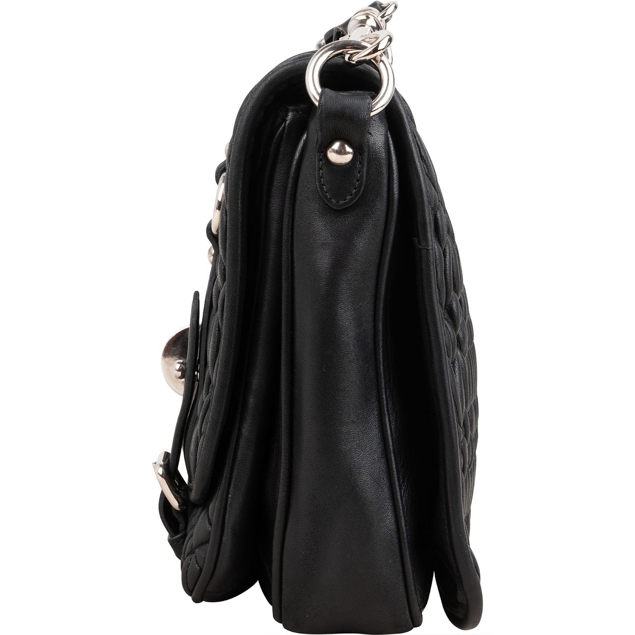 Miu Miu Matelassé Nappa Leather Cuir Turnlock Flap Crossbody Bag Zwart