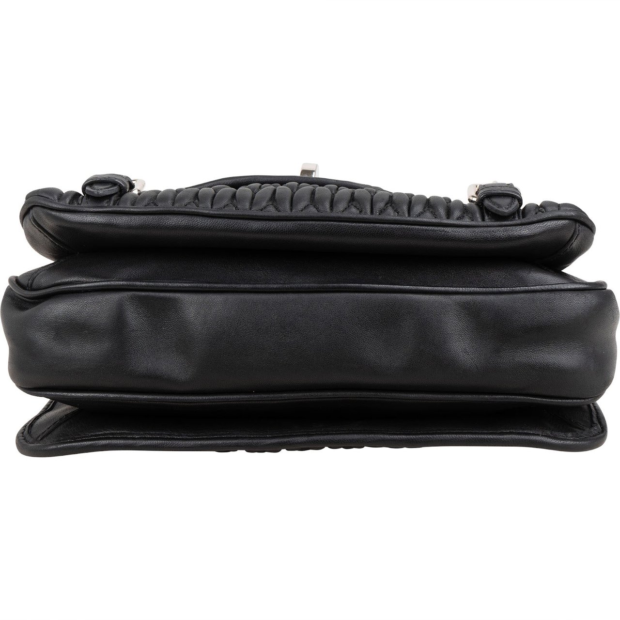 Miu Miu Matelassé Nappa Leather Cuir Turnlock Flap Crossbody Bag Zwart