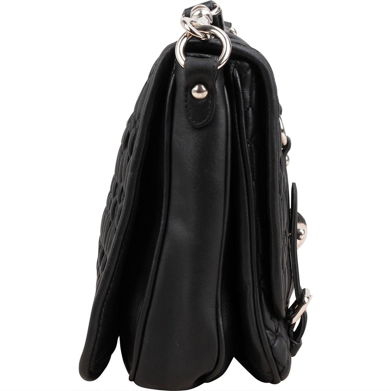 Miu Miu Matelassé Nappa Leather Cuir Turnlock Flap Crossbody Bag Zwart