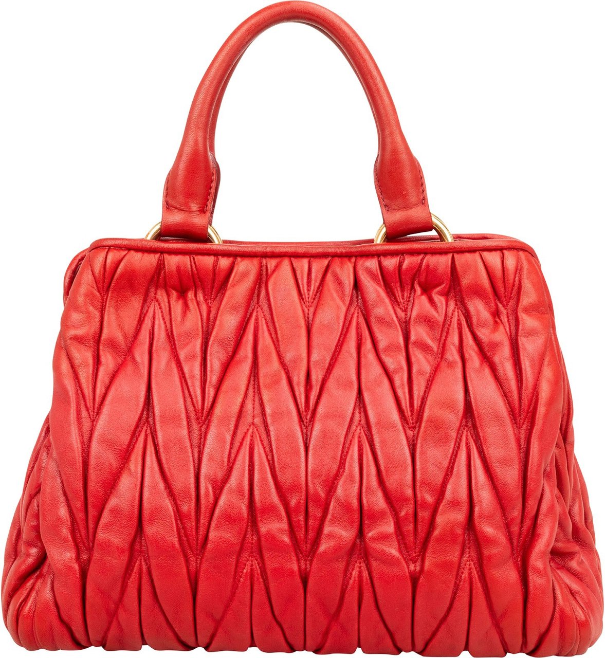 Miu Miu Matelassé Nappa Leather Small Top Handle Handbag Rood