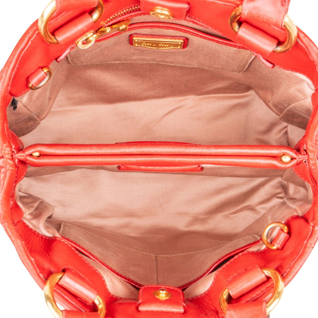 Miu Miu Matelassé Nappa Leather Small Top Handle Handbag Rood