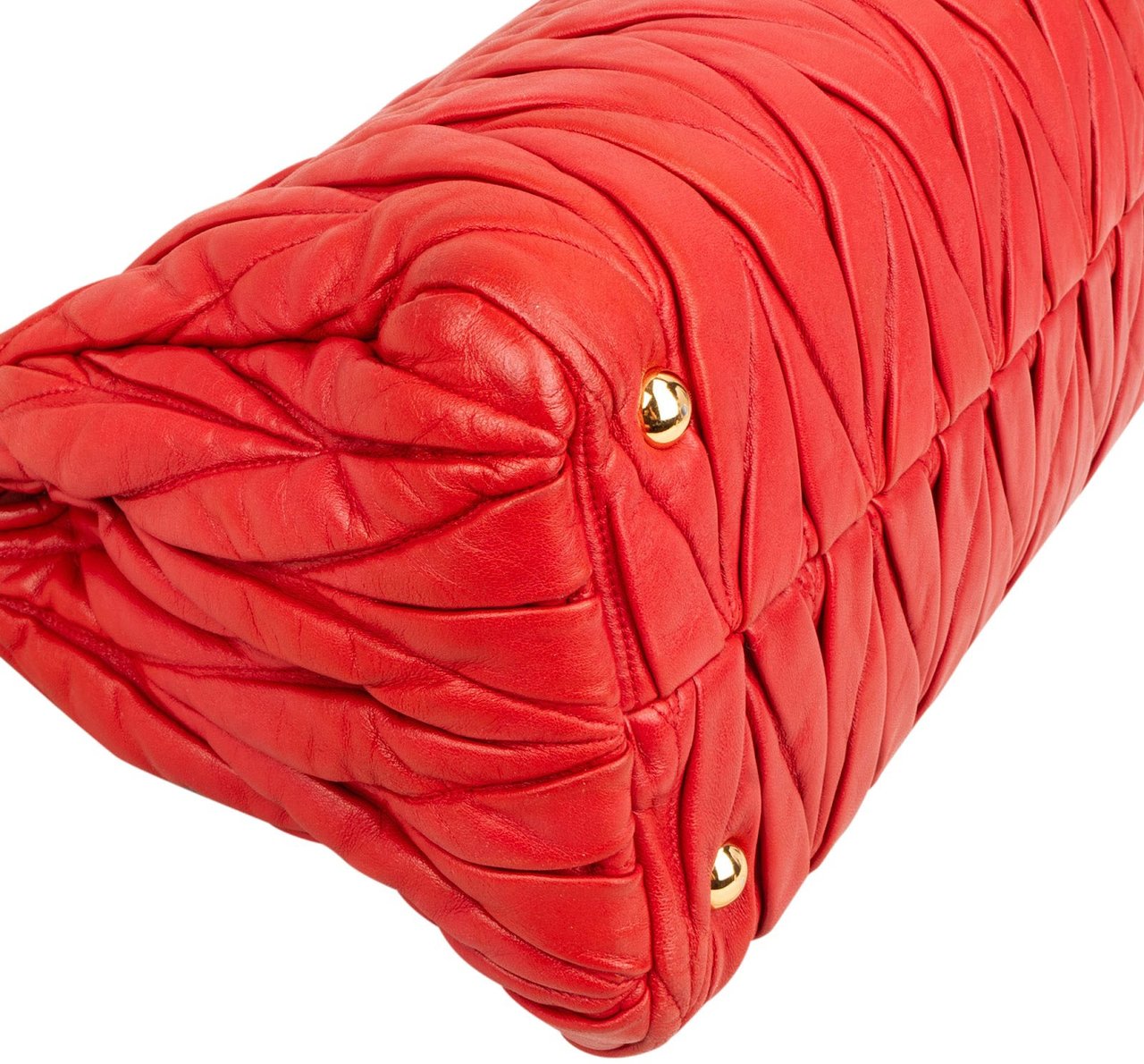 Miu Miu Matelassé Nappa Leather Small Top Handle Handbag Rood