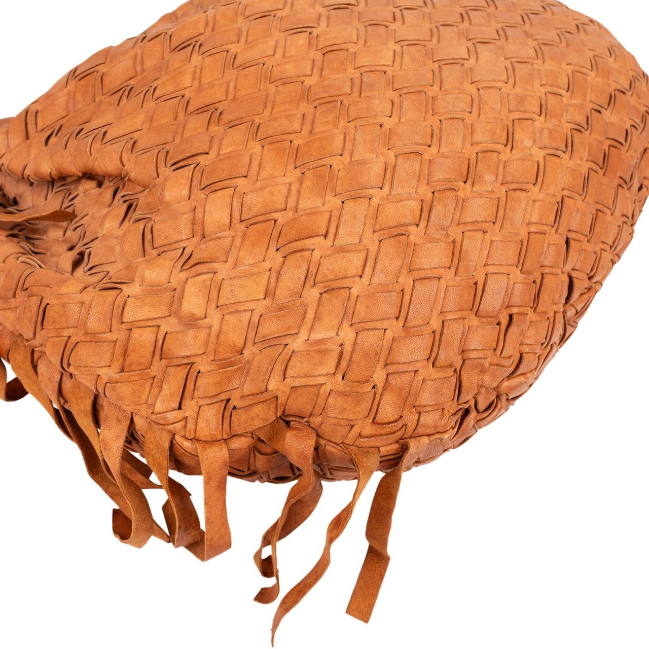 Miu Miu Woven Leather Fringe Hobo Shoulder Bag Bruin