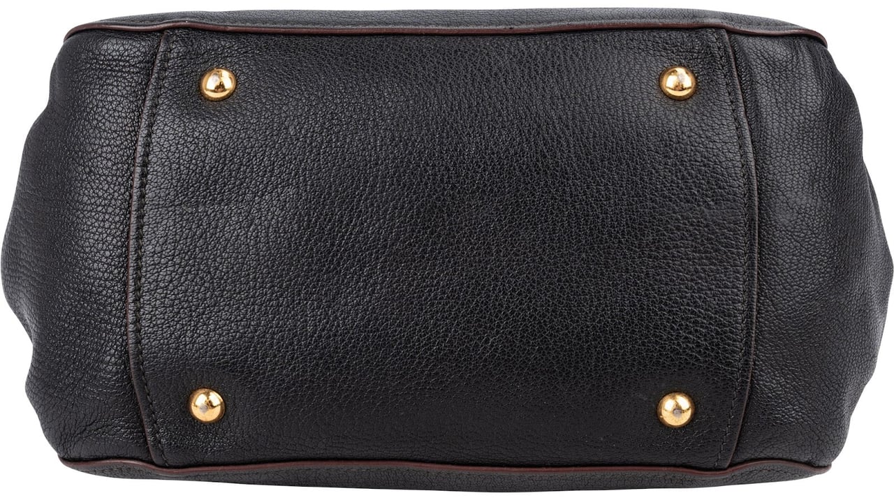 Miu Miu Leather Vitello Lux Bowler Handbag Zwart