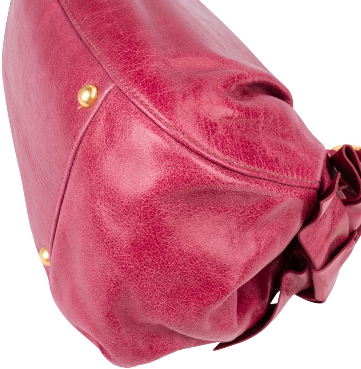 Miu Miu Pink Vitello Lux Leather Bow Handbag Roze