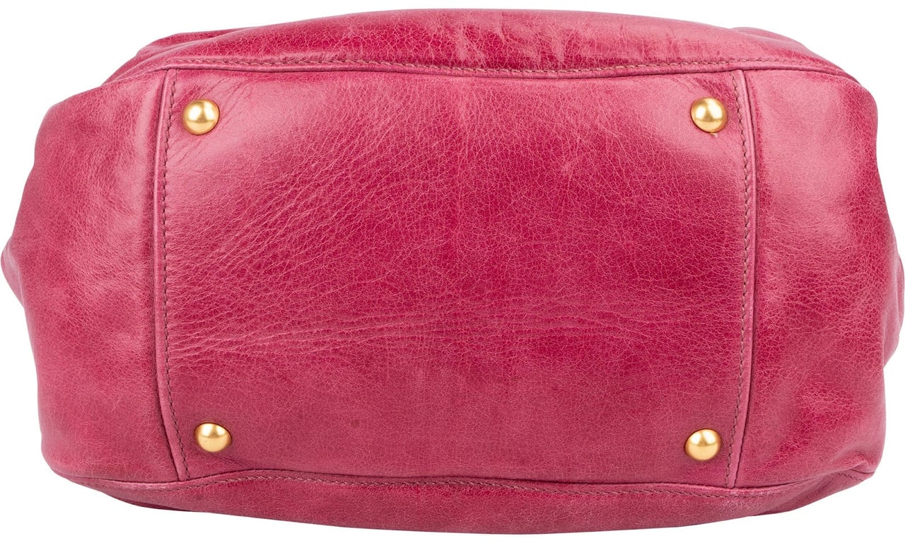 Miu Miu Pink Vitello Lux Leather Bow Handbag Roze