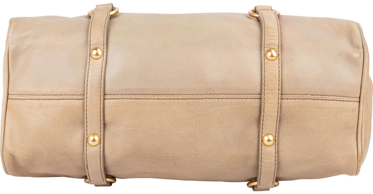 Miu Miu Vitello Lux Leather Bow Handbag Beige