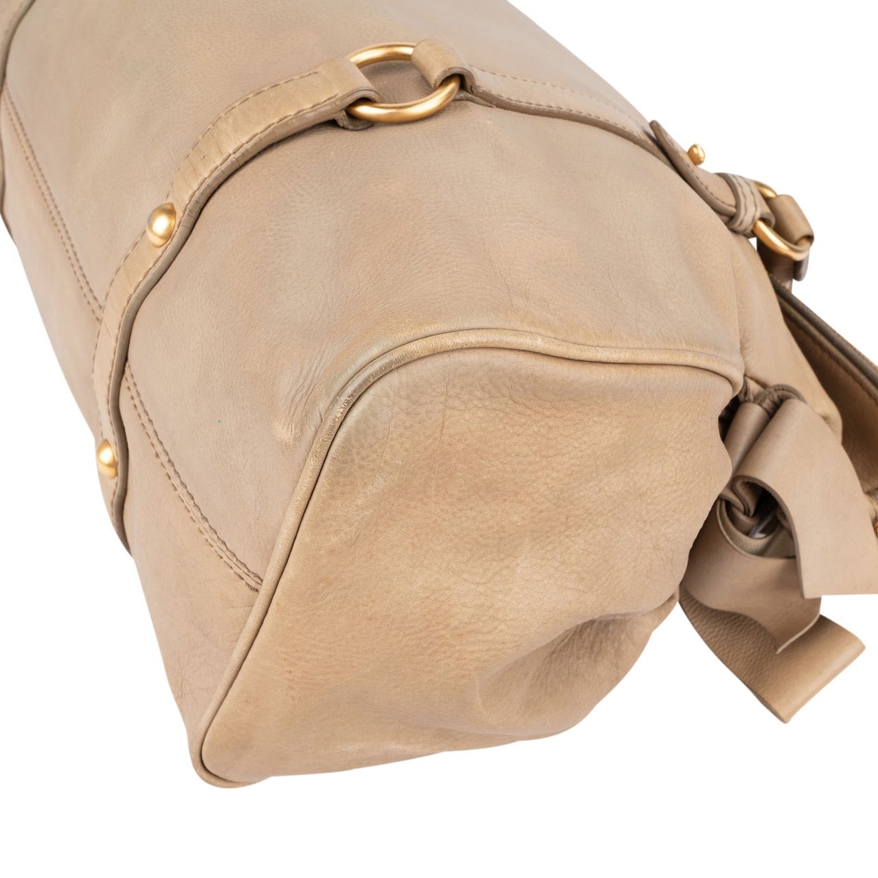 Miu Miu Vitello Lux Leather Bow Handbag Beige