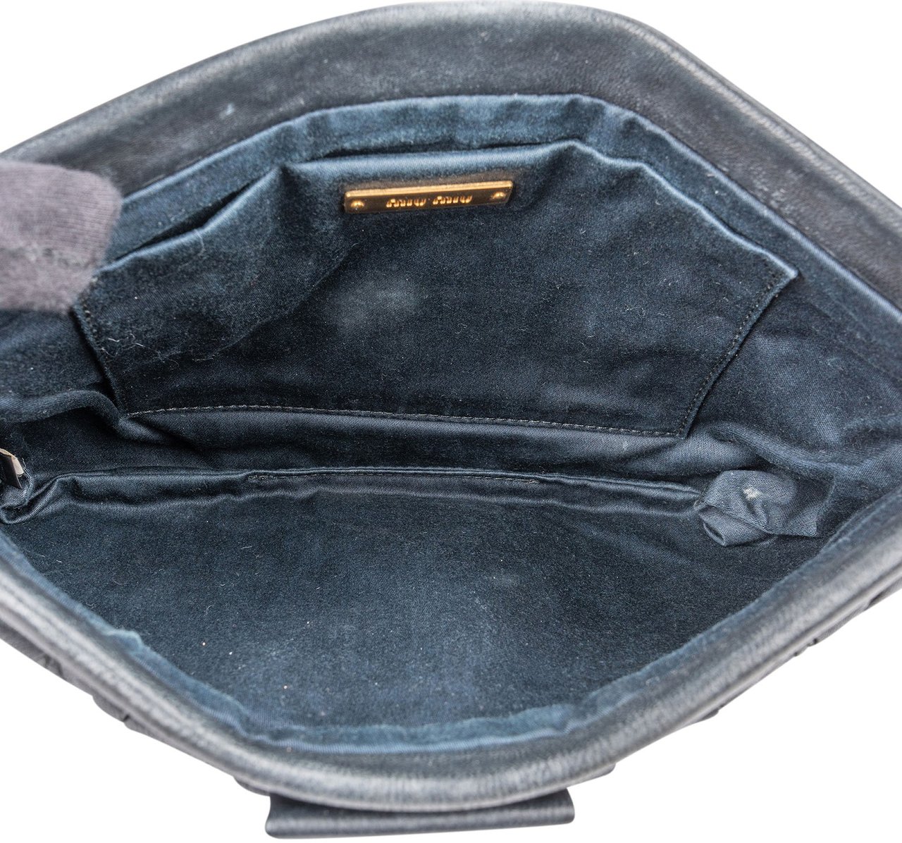 Miu Miu Black Matelassé Nappa Leather Clutch Zwart