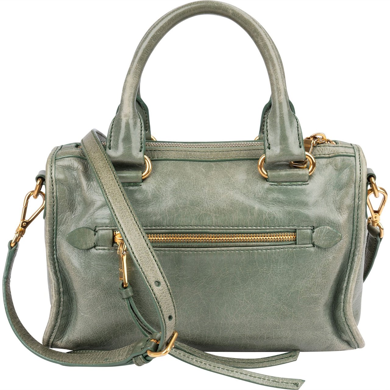 Miu Miu Vitello Shine Leather Mini Bauletto Handbag Groen