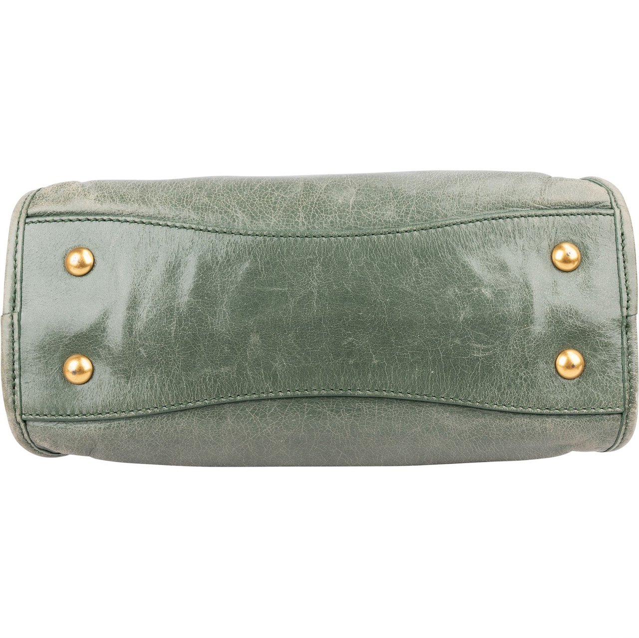 Miu Miu Vitello Shine Leather Mini Bauletto Handbag Groen
