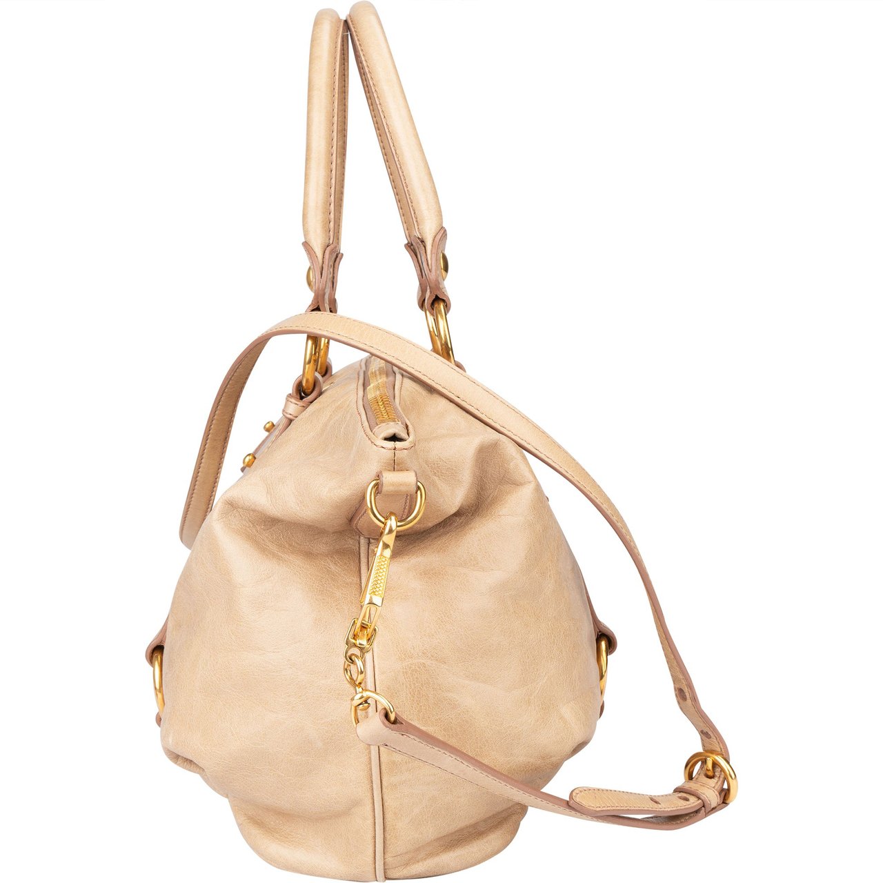 Miu Miu Miu Miu Leather City Handbag Beige