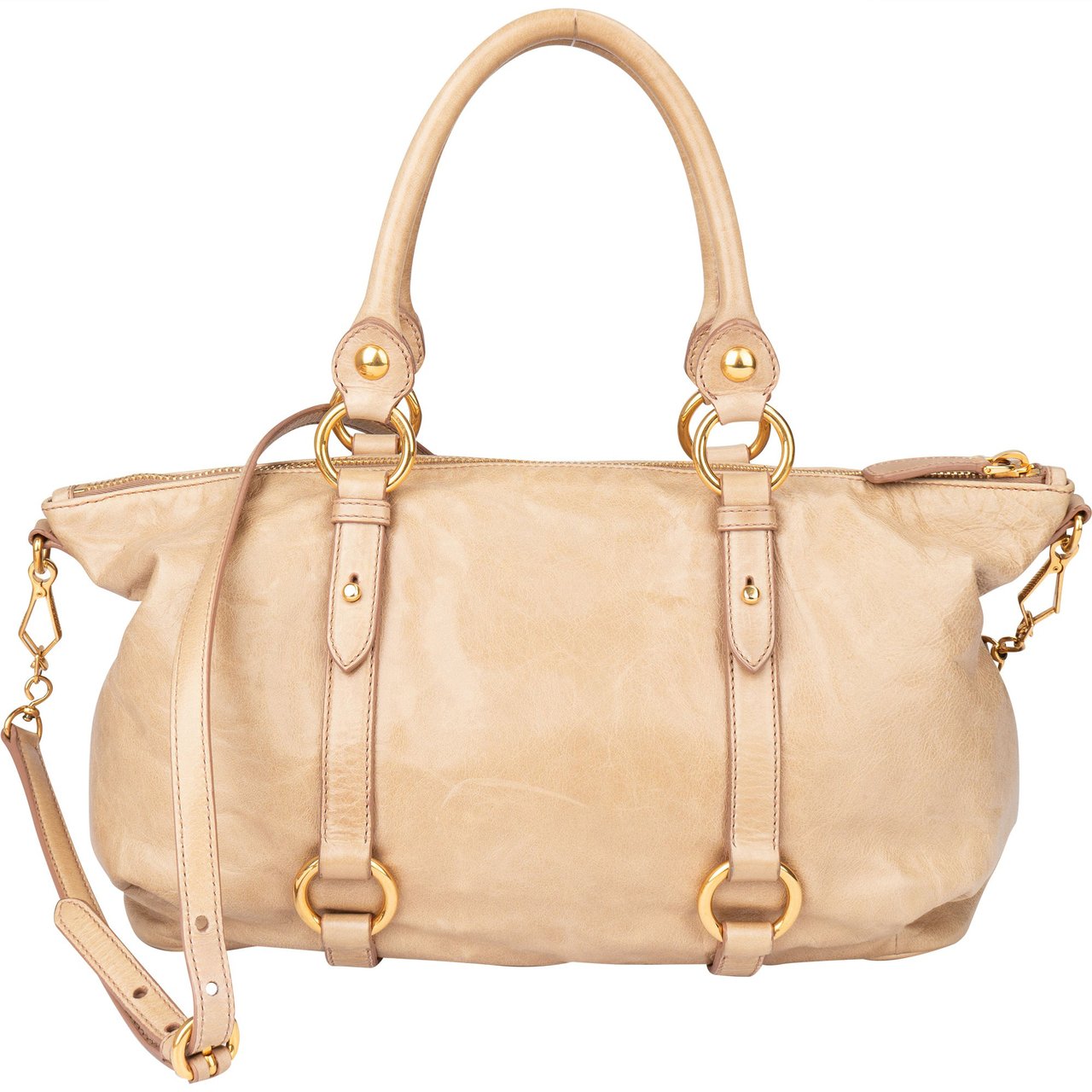 Miu Miu Miu Miu Leather City Handbag Beige