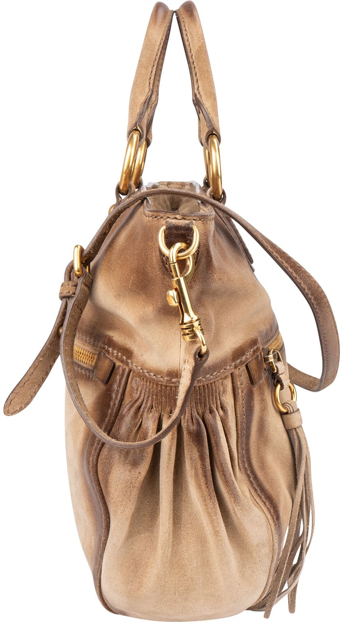 Miu Miu Miu Miu Leather Rodeo City Handbag Bruin