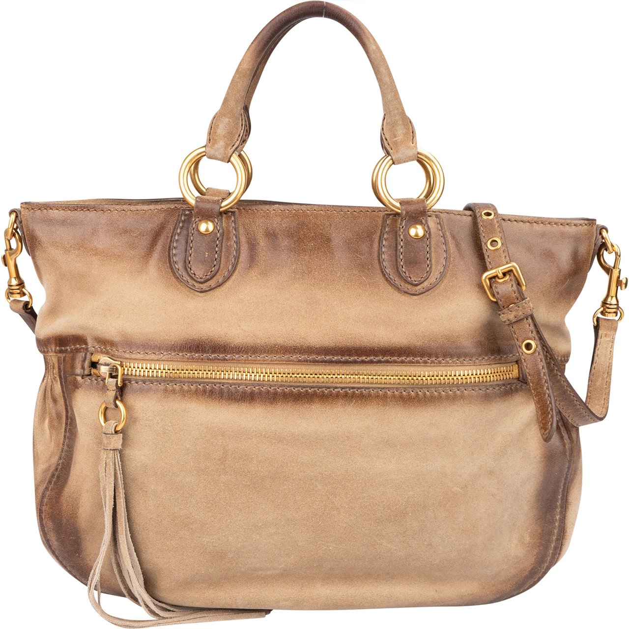 Miu Miu Miu Miu Leather Rodeo City Handbag Bruin