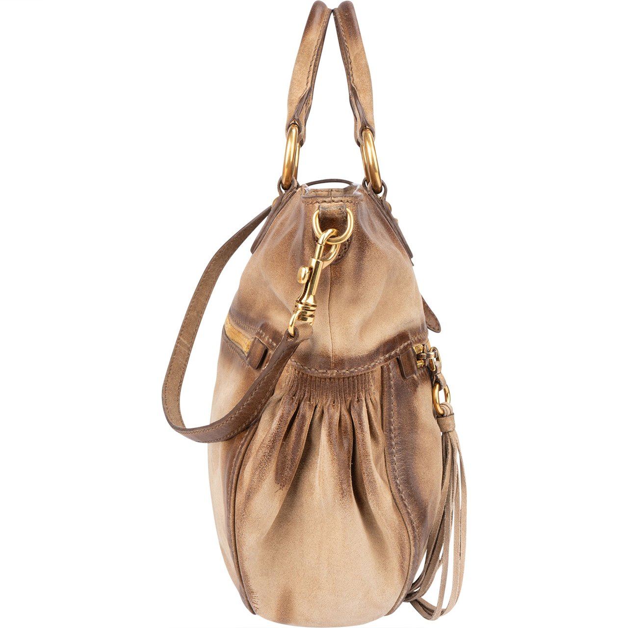 Miu Miu Miu Miu Leather Rodeo City Handbag Bruin