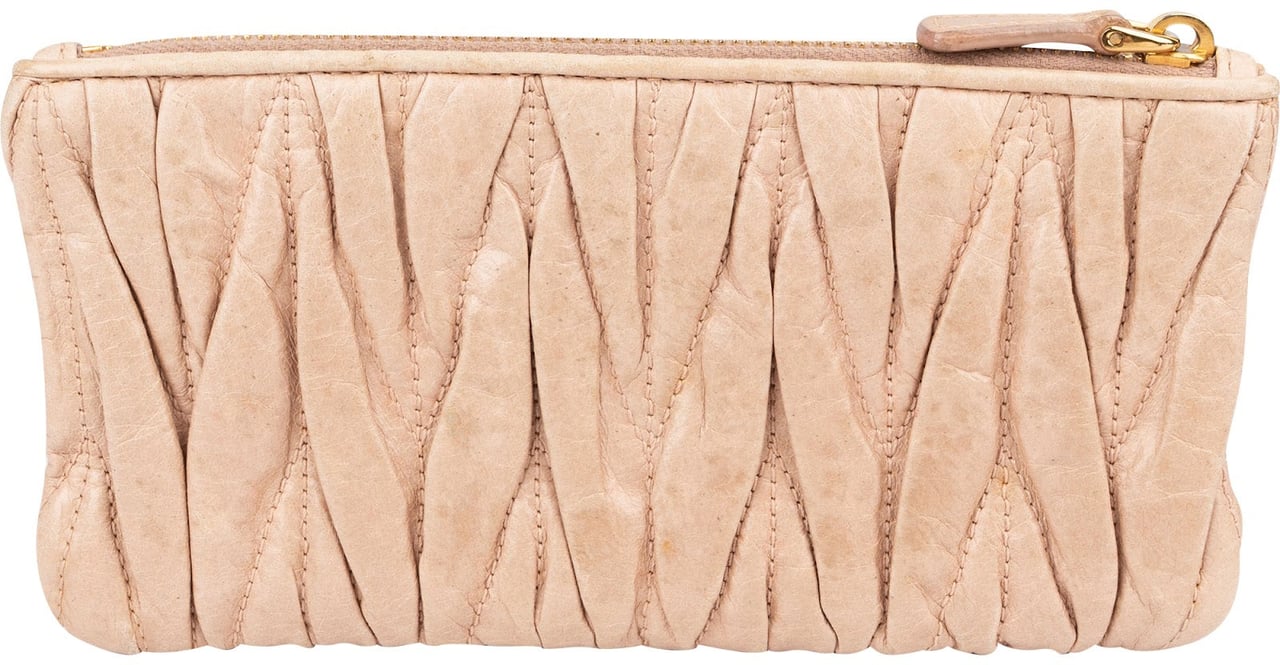 Miu Miu Matelassé Nappa Leather Zip Wallet Roze