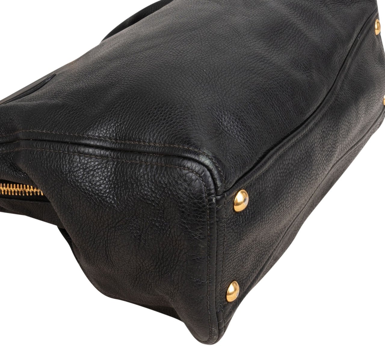 Miu Miu Vitello Daino Leather Two-Way Shopping Tote Shoulder Bag Zwart