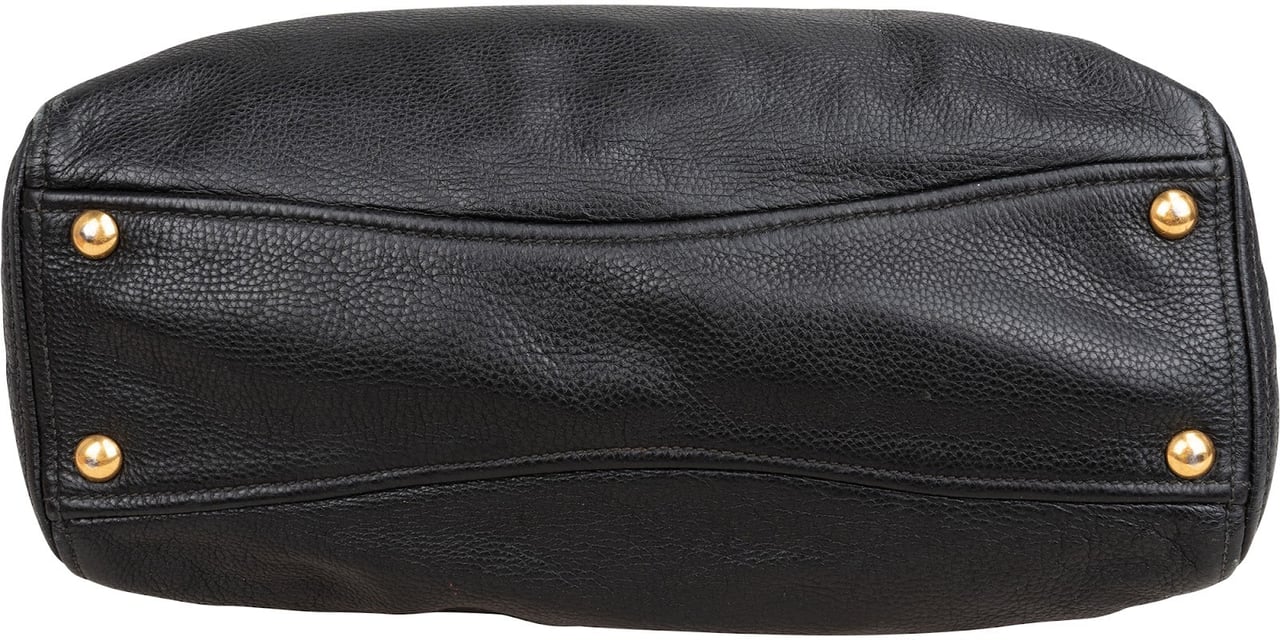 Miu Miu Vitello Daino Leather Two-Way Shopping Tote Shoulder Bag Zwart