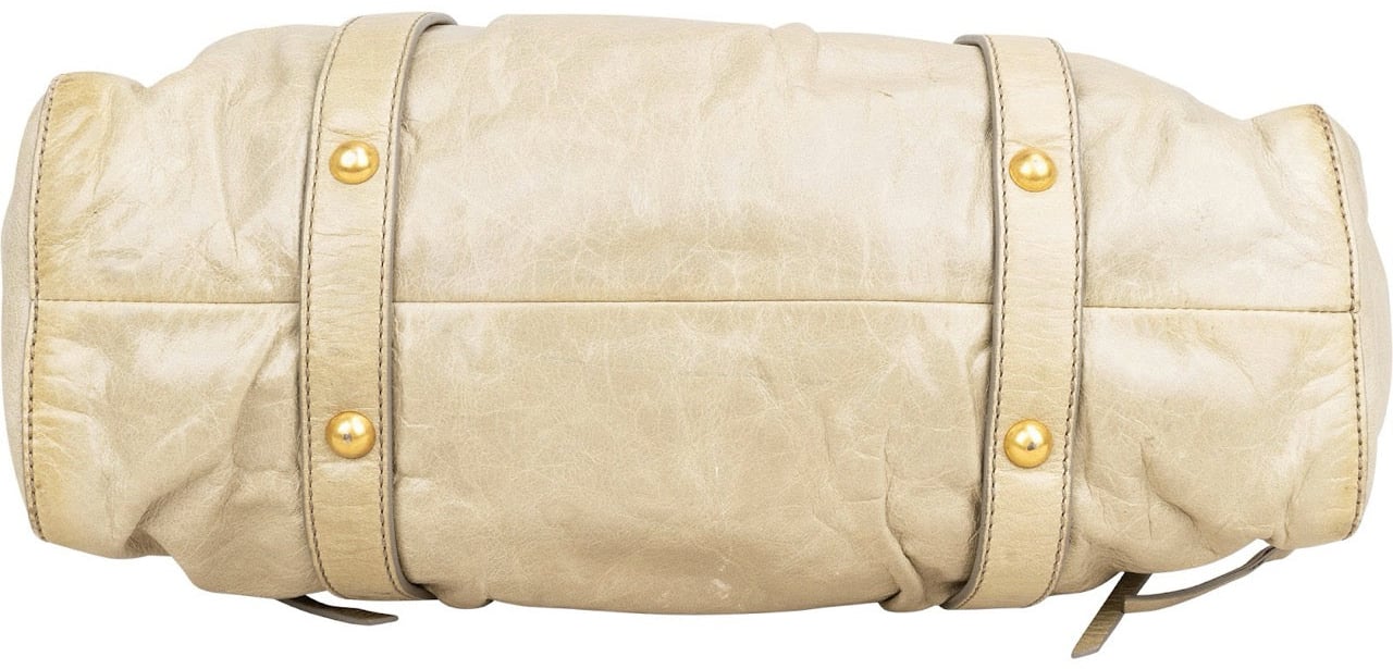 Miu Miu Vitello Lux Leather Satchel Handbag Beige