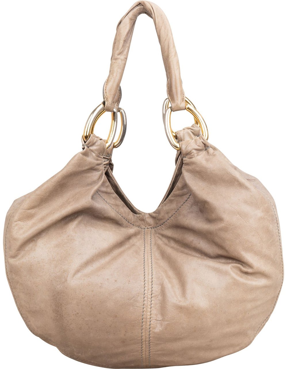 Miu Miu Leather Mombasa Hobo Shoulder Bag Donkergrijs