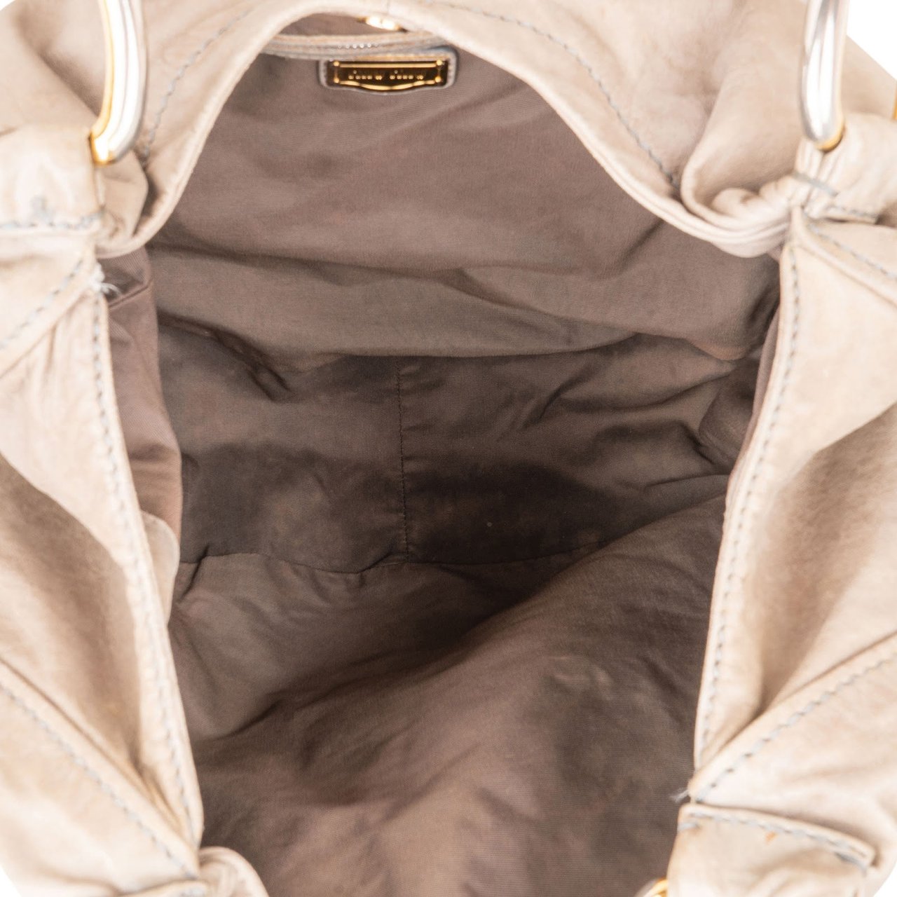 Miu Miu Leather Mombasa Hobo Shoulder Bag Donkergrijs