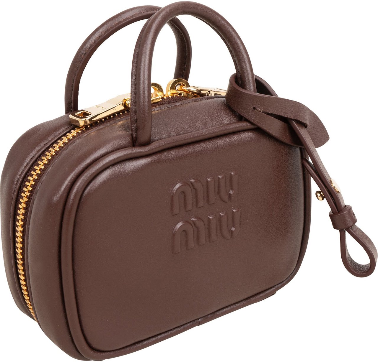 Miu Miu Brown Leather Top Handle Micro Handbag Bruin