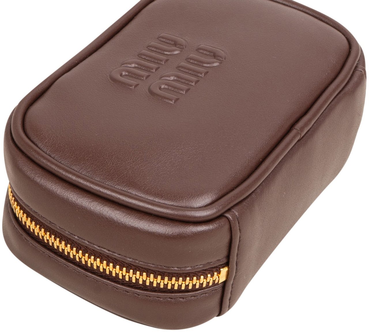 Miu Miu Brown Leather Top Handle Micro Handbag Bruin