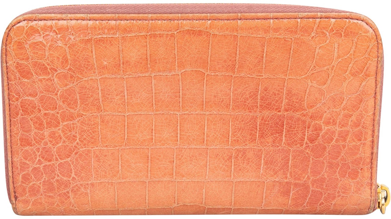 Miu Miu Croc-Embossed Leather Zip Around Wallet Divers