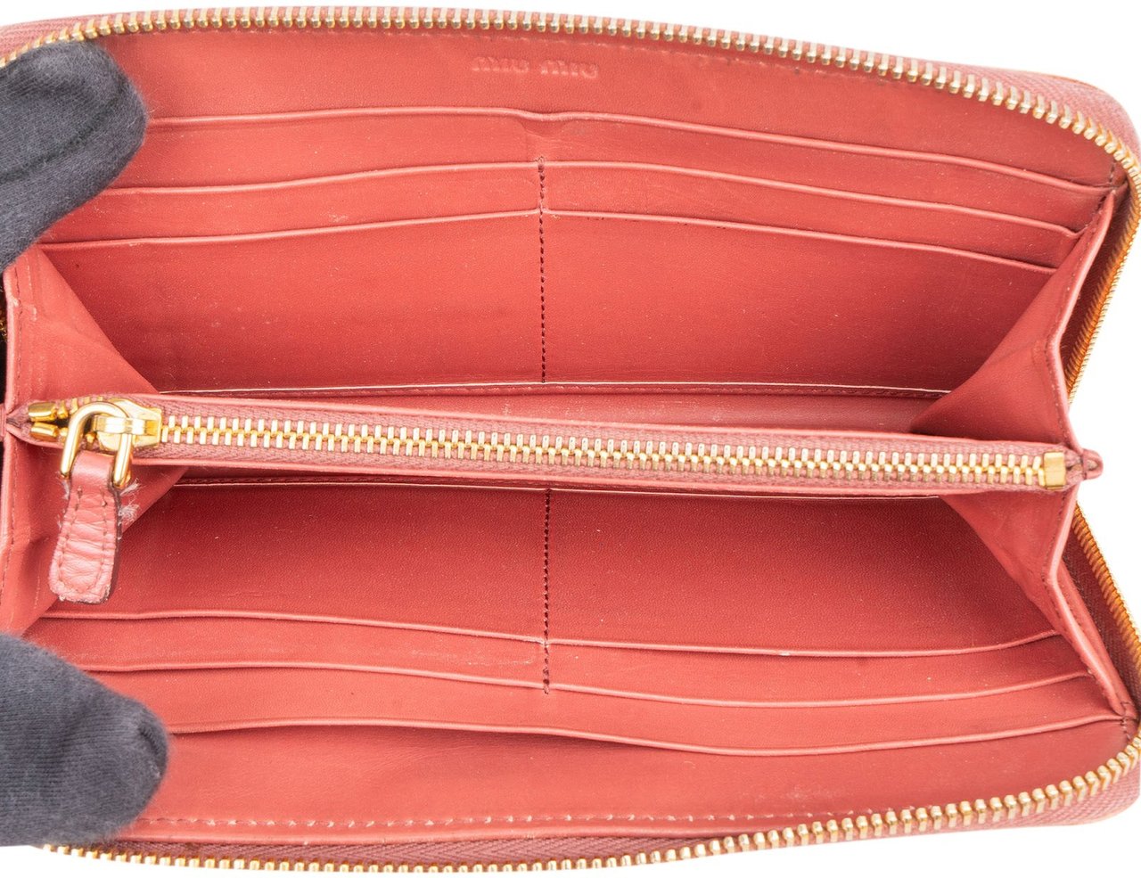 Miu Miu Croc-Embossed Leather Zip Around Wallet Divers
