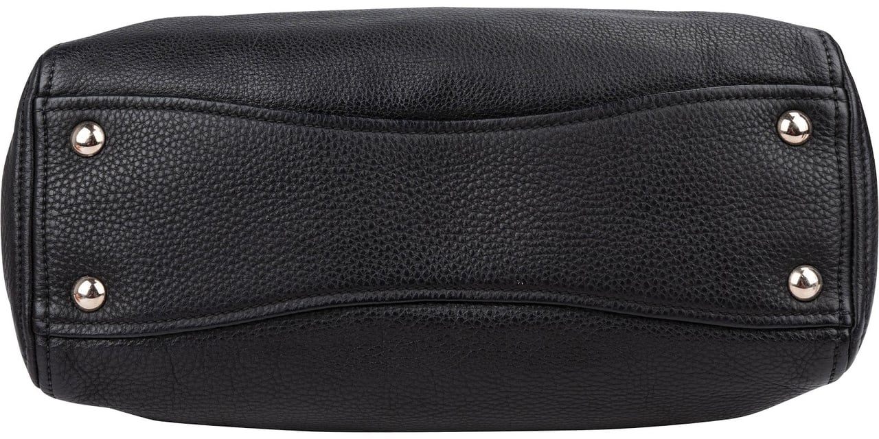 Miu Miu Grained Leather Vitello Daino Tote Shoulder Bag Zwart