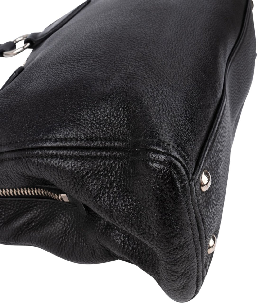 Miu Miu Grained Leather Vitello Daino Tote Shoulder Bag Zwart