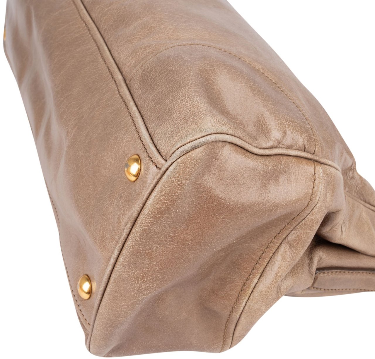 Miu Miu Vitello Lux Leather Bowler Handbag Donkergrijs