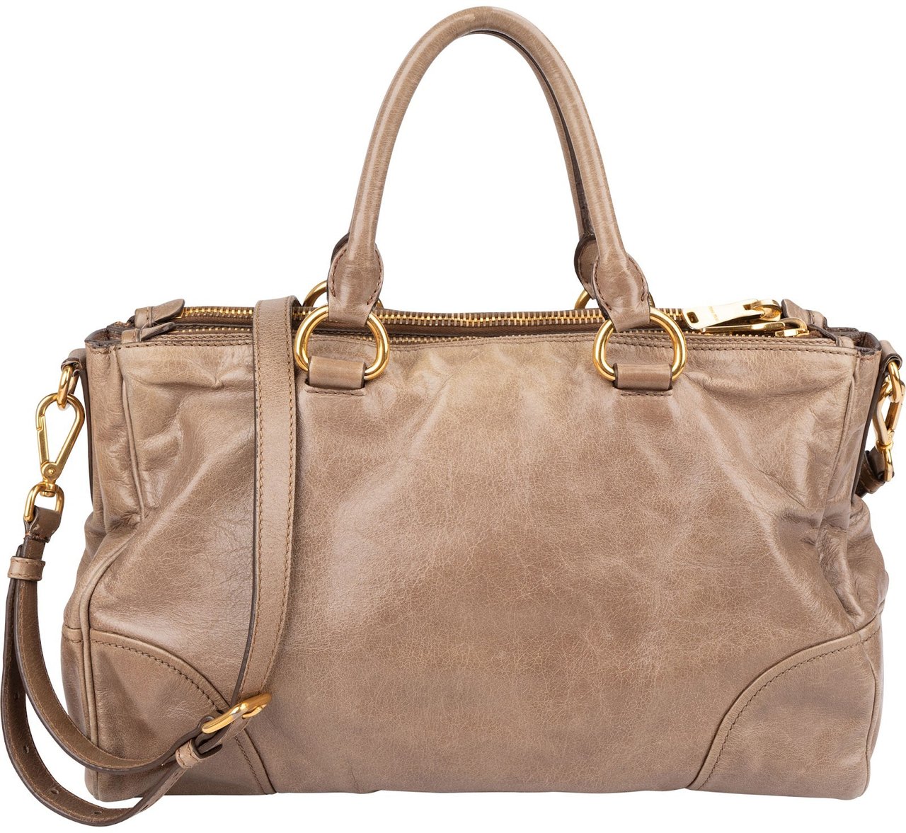 Miu Miu Vitello Lux Leather Bowler Handbag Donkergrijs