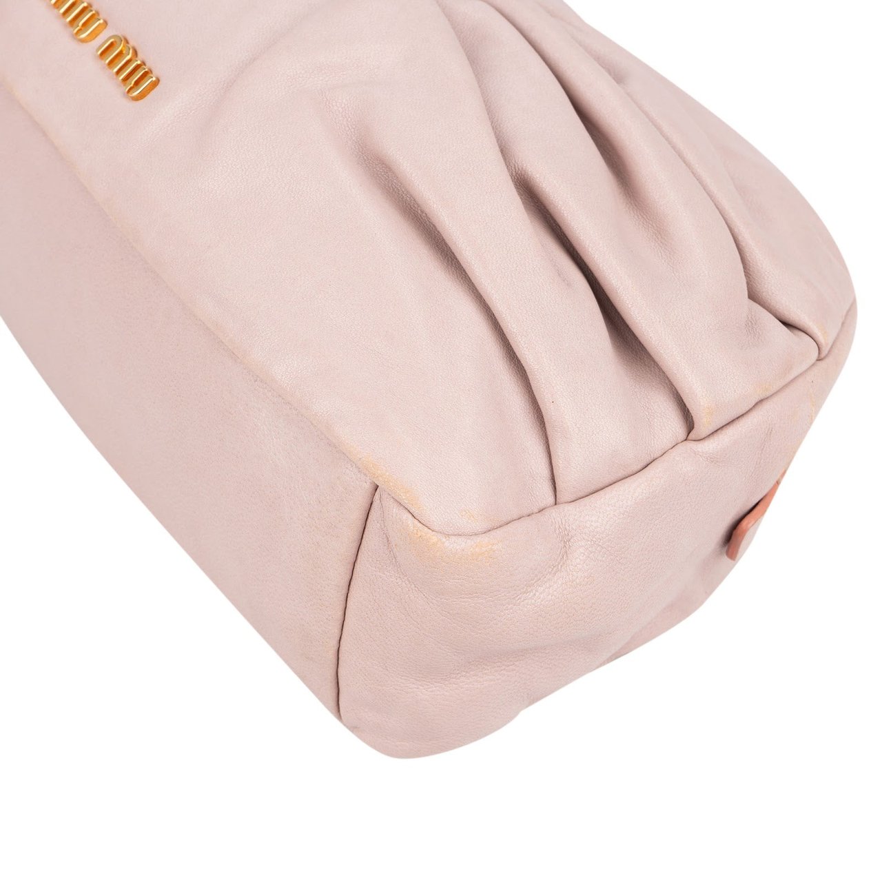 Miu Miu Pink Nappa Leather Gathered Crossbody Bag Roze