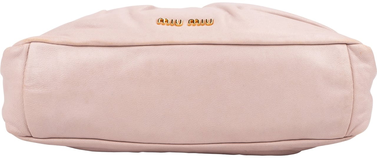 Miu Miu Pink Nappa Leather Gathered Crossbody Bag Roze