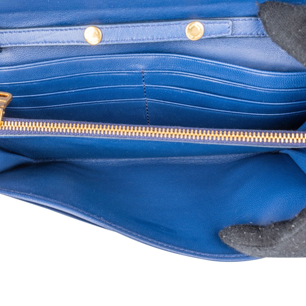 Miu Miu Matelassé Nappa Leather Wallet On Chain Crossbody Bag Blauw