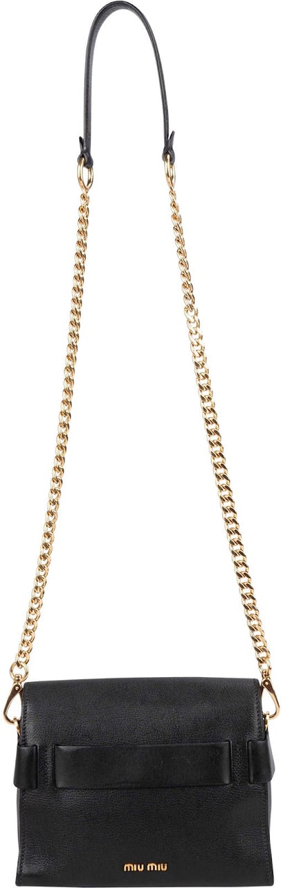 Miu Miu Madras Leather Flap Crossbody Bag Zwart