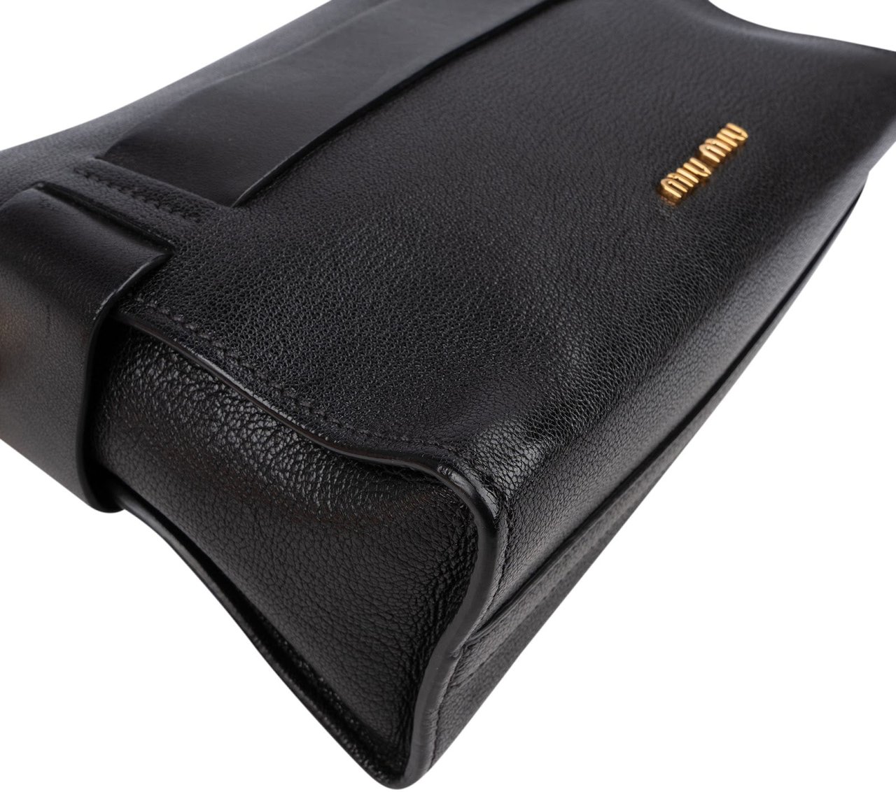Miu Miu Madras Leather Flap Crossbody Bag Zwart