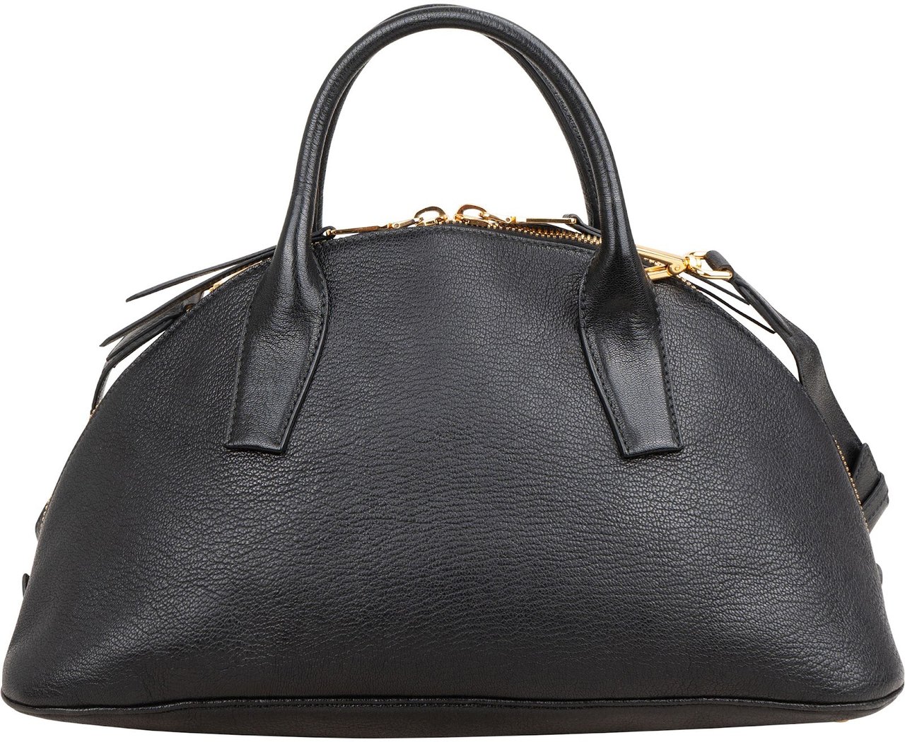 Miu Miu Black Madras Leather Dome Satchel Handbag Zwart
