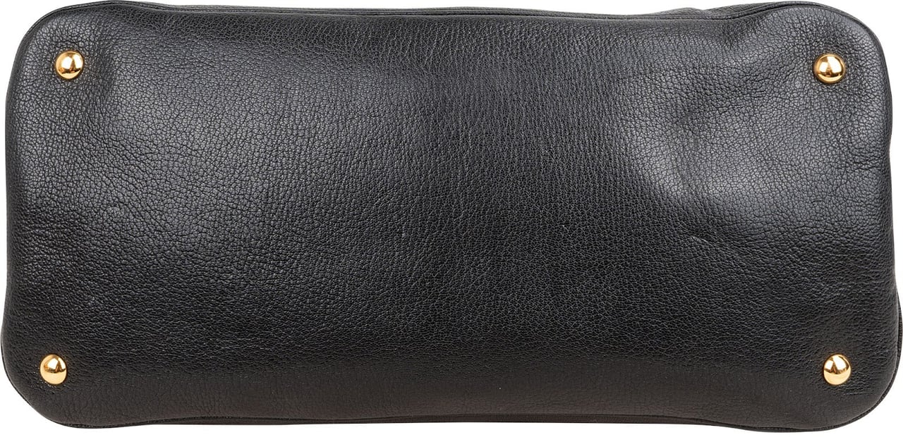 Miu Miu Black Madras Leather Dome Satchel Handbag Zwart