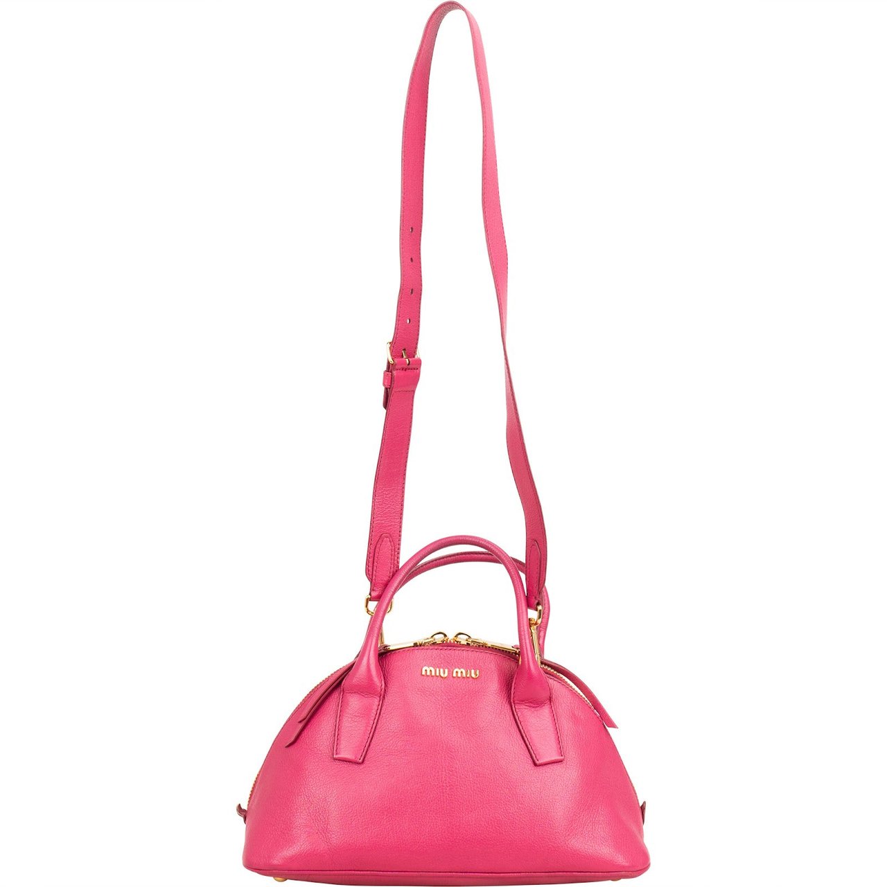 Miu Miu Pink Madras Leather Top Handle Bauletto Dome Handbag Roze