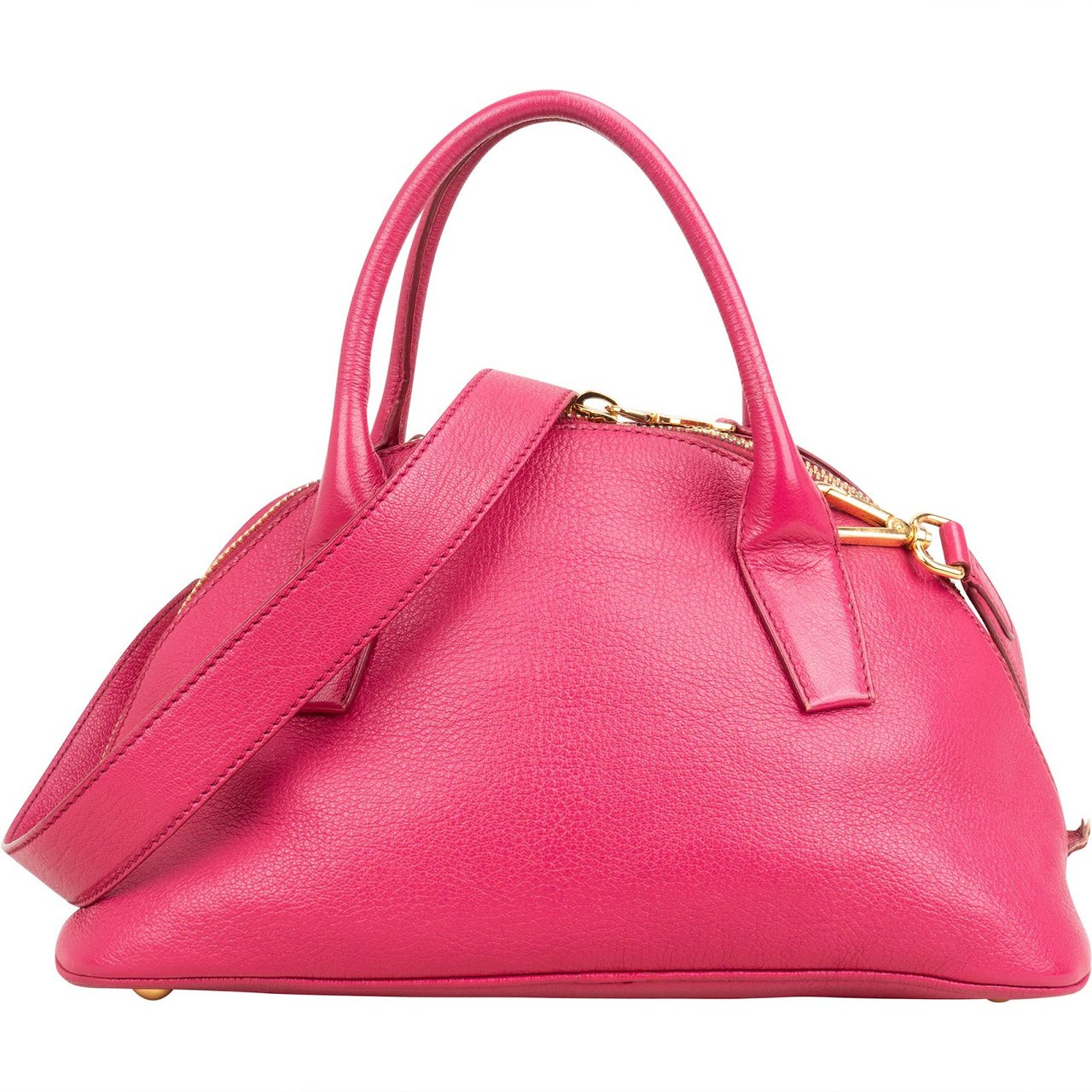 Miu Miu Pink Madras Leather Top Handle Bauletto Dome Handbag Roze
