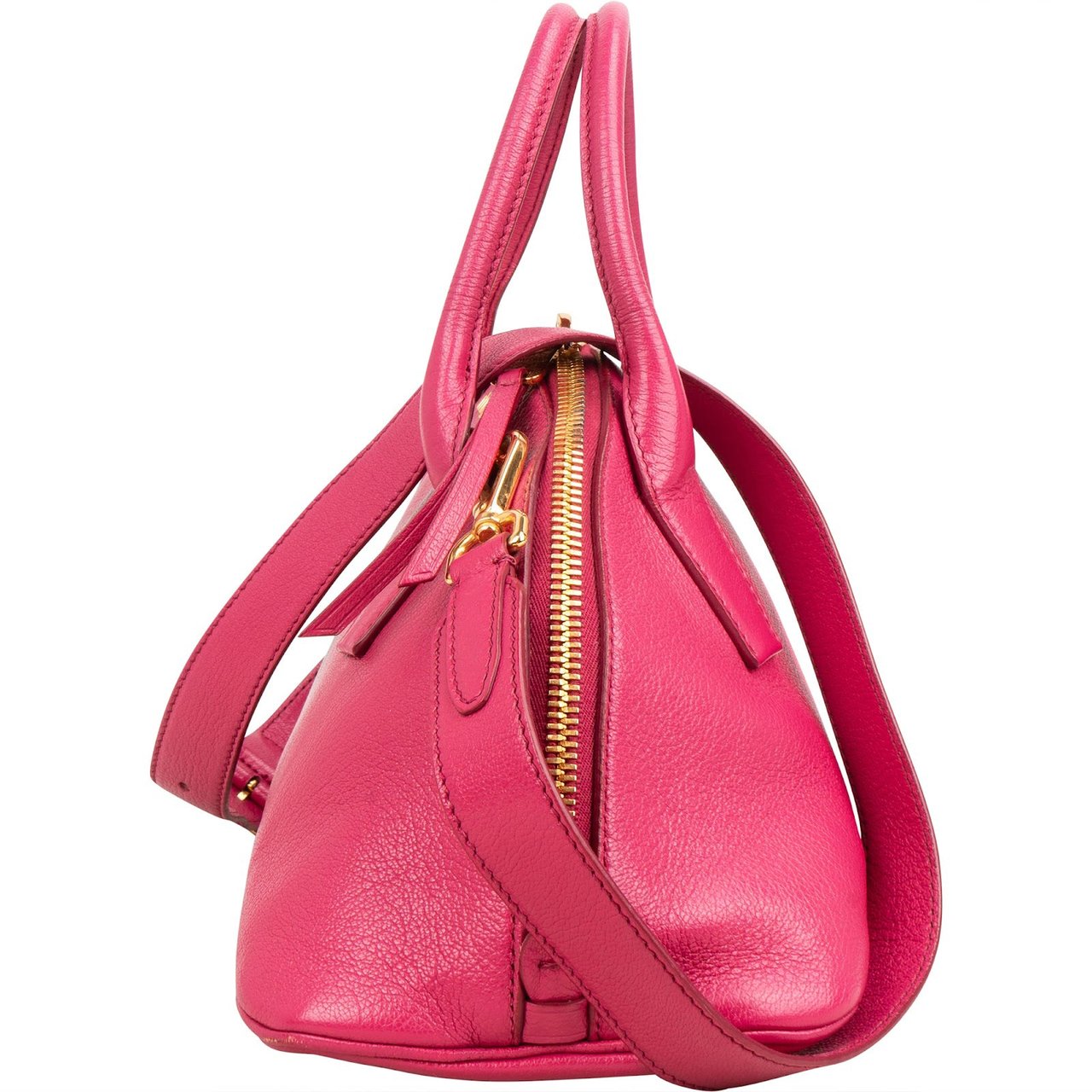 Miu Miu Pink Madras Leather Top Handle Bauletto Dome Handbag Roze