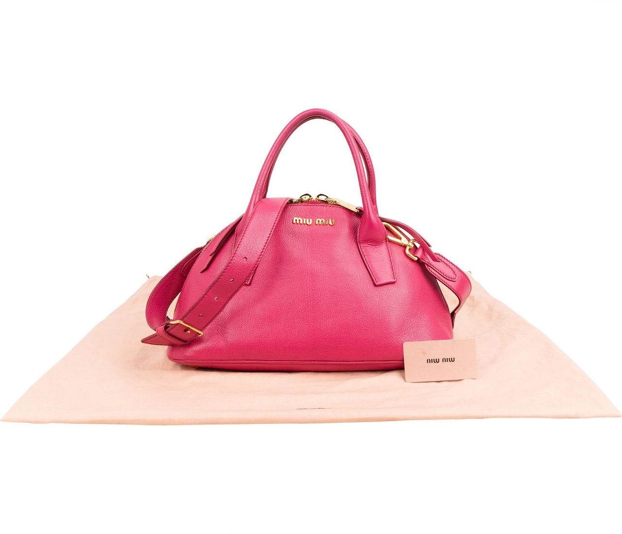 Miu Miu Pink Madras Leather Top Handle Bauletto Dome Handbag Roze