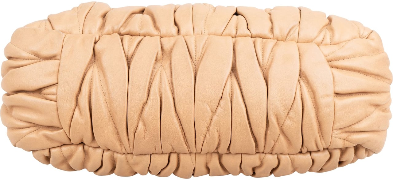 Miu Miu Matelassé Nappa Leather Braided Handle Handbag Beige