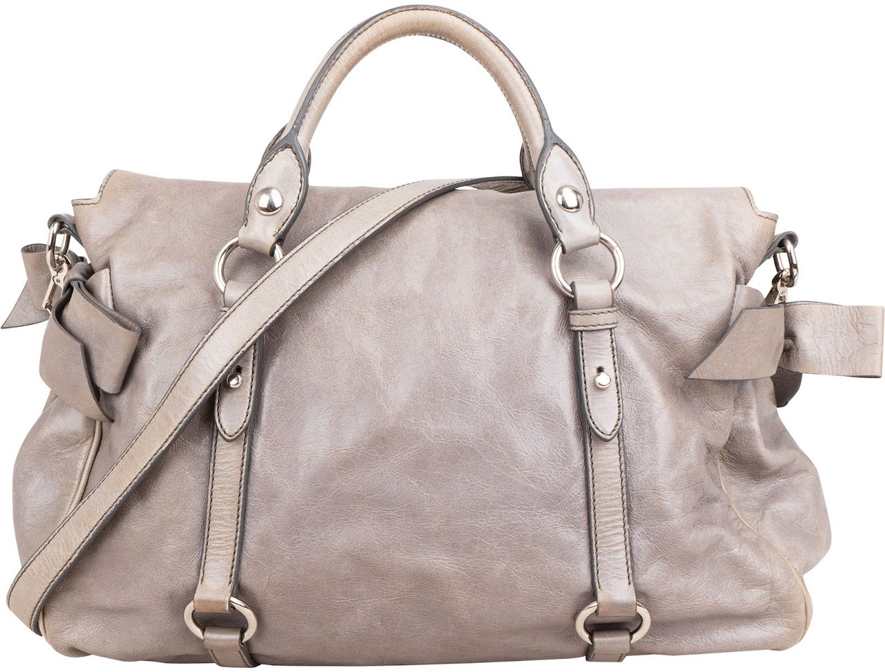 Miu Miu Vitello Lux Leather Bow Handbag Divers