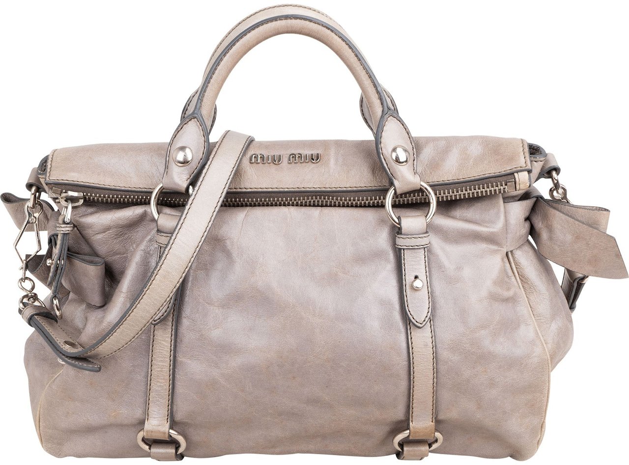 Miu Miu Vitello Lux Leather Bow Handbag Divers